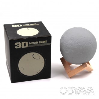 Лампа Луна 3D изготовлена с помощью инновационной технологии 3D-печати. Текстура. . фото 1