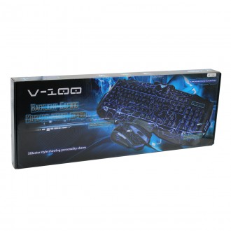 Профессиональная игровая проводная клавиатура с мышкой в комплекте V-100 – это с. . фото 3