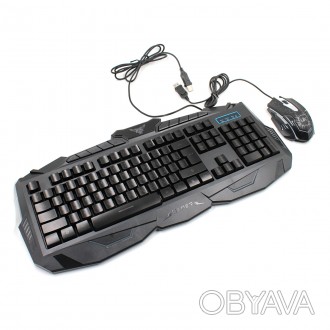 Профессиональная игровая проводная клавиатура с мышкой в комплекте V-100 – это с. . фото 1