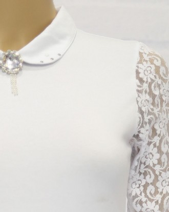 Блузка школьная с длинным рукавом для девочки. Современный дизайн, отличная поса. . фото 3