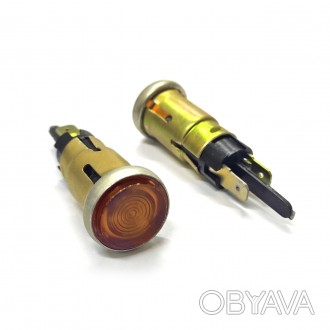 Лампа контрольна (сигнальна) МТЗ 12V вічок жовта в складі з лампою. . фото 1