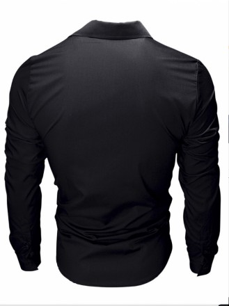 Приталенная рубашка мужская черная с длинным рукавом однотонная
Стильная притале. . фото 3