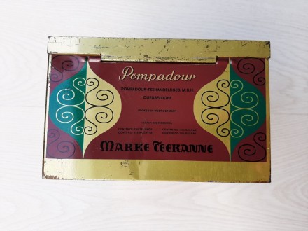Винтажная немецкая металлическая коробка из под чая Pompadour

Германия, фирма. . фото 7