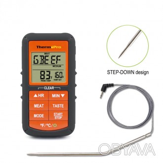 Термометр для мяса со щупом ThermoPro TP06S, -9C°~+250C°, таймер, звук, цветовой. . фото 1