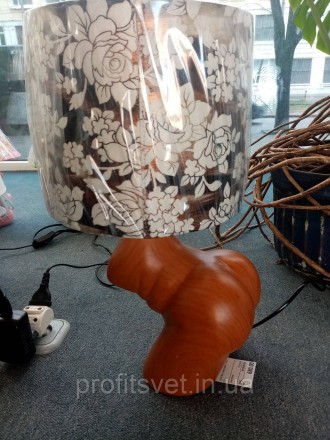 Настольная лампа керамическая, абажур (текстиль). . фото 3
