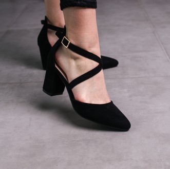 Женские туфли черные Ella 3686 Туфли женские выполнены из искусственной замши. М. . фото 8