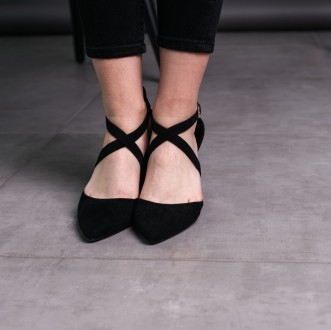 Женские туфли черные Ella 3686 Туфли женские выполнены из искусственной замши. М. . фото 7