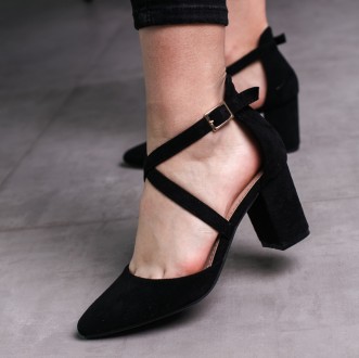 Женские туфли черные Ella 3686 Туфли женские выполнены из искусственной замши. М. . фото 6