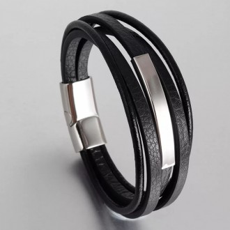 
 
 Мужской кожаный браслет Black/Silver
Кожаные браслеты из новой коллекции пос. . фото 2