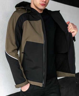 
 
 Мужская куртка (хаки-черная) изготовлена из двухслойного материала Soft Shel. . фото 10