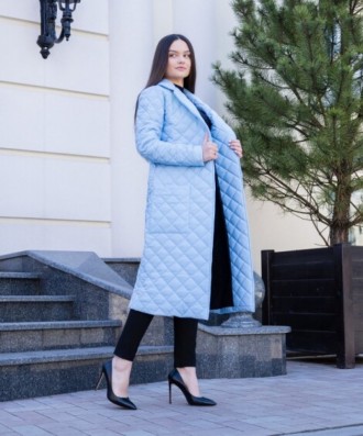 
 
 Куртка-пальто женская (голубая). Демисезонное женское стеганое пальто с англ. . фото 4