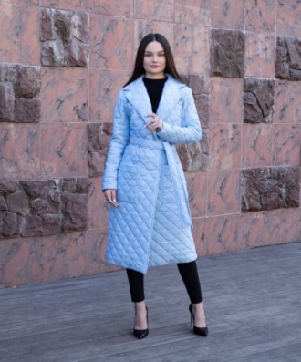 
 
 Куртка-пальто женская (голубая). Демисезонное женское стеганое пальто с англ. . фото 6