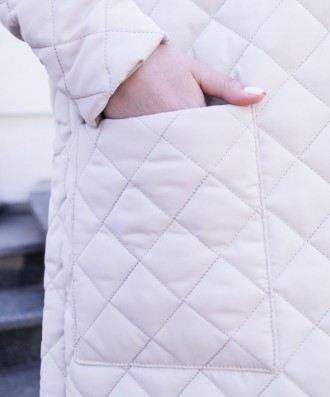 
 
 Куртка-пальто женская (молочная). Демисезонное женское стеганое пальто с анг. . фото 7