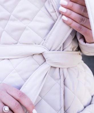 
 
 Куртка-пальто женская (молочная). Демисезонное женское стеганое пальто с анг. . фото 8