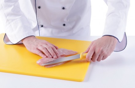 Профессиональный кухонный нож HACCP для филетирования птицы. Желтая ручка позвол. . фото 3