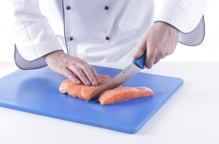 Профессиональный кухонный поварской нож для рыбы HACCP. Синяя ручка позволяет ле. . фото 3