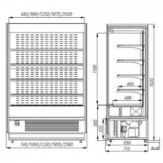 Холодильная горка ВХСп-1,0 Carboma Cube 1930/710 Полюс (регал)Холодильная горка,. . фото 3