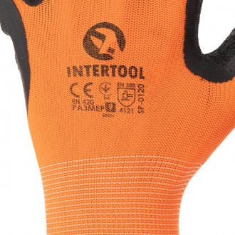 Защитные перчатки INTERTOOL SP-0120 с латексным покрытием, предназначены для защ. . фото 4