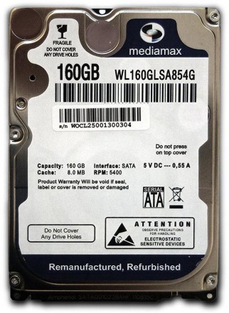 HDD 2.5" SATA 160GB Mediamax 5400rpm 8MB Refurbished. Харків. фото 1 HDD 2.5" SATA 160GB Mediamax 5400rpm 8MB Refurbished. Харків. фото 1