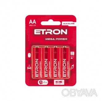 Батарейка ETRON Mega Power АА-LR6 Blister Alkaline 4 штПродаж оптом і в роздріб.. . фото 1