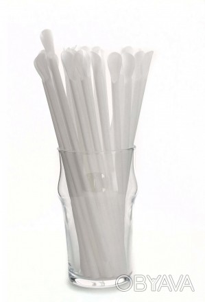 Трубочка для коктейля с лопаткой, белая 6 x 200 ммДиаметр: 6 мм Длина: 200 мм Цв. . фото 1