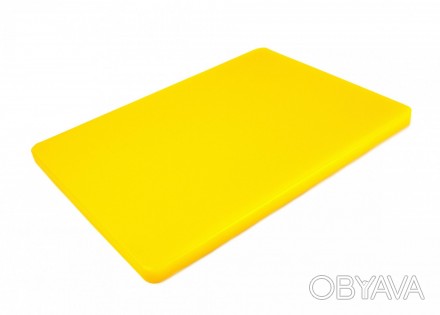 Двусторонняя разделочная доска LDPE, 400 x 300 x 20 мм, жёлтая. Доска для нарезк. . фото 1