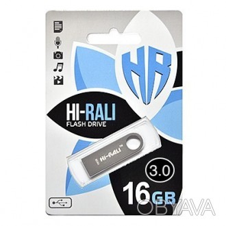 USB Flash - накопитель 3.0 Hi-Rali 16GB Shuttle series Silver - это стильный, ко. . фото 1