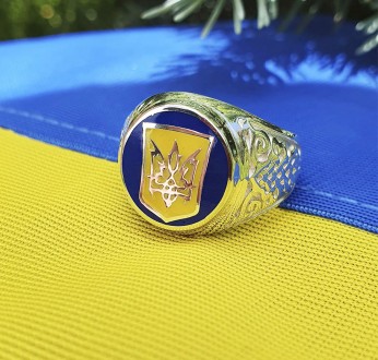 Кольцо С Украинской Символикой
 Данное изделие мы можем изготовить из золота 585. . фото 2