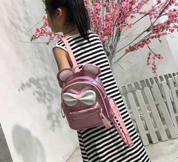 Маленький детский рюкзак Микки Маус с ушками и бантиком, мини рюкзачок для девоч. . фото 6