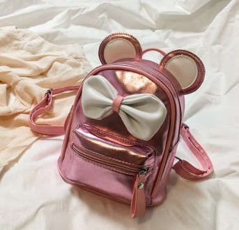 Маленький детский рюкзак Микки Маус с ушками и бантиком, мини рюкзачок для девоч. . фото 2