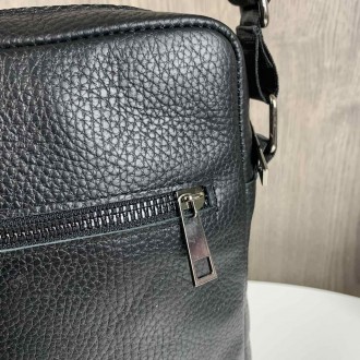 Модная мужская сумка планшетка кожаная черная, сумка-планшет из натуральной кожи. . фото 7