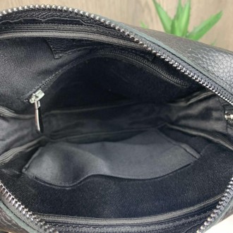 Модная мужская сумка планшетка кожаная черная, сумка-планшет из натуральной кожи. . фото 9