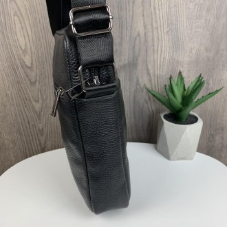 Модная мужская сумка планшетка кожаная черная, сумка-планшет из натуральной кожи. . фото 5