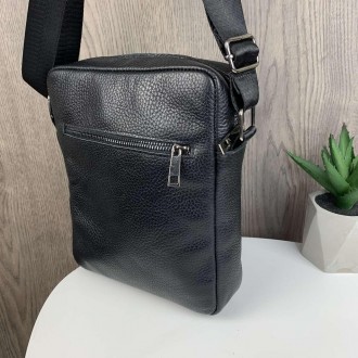 Модная мужская сумка планшетка кожаная черная, сумка-планшет из натуральной кожи. . фото 8