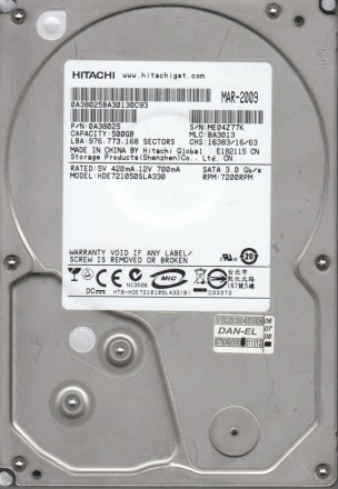 Накопитель HDD SATA 500GB Hitachi Deskstar E7K1000 7200rpm 32MB Refurbished. Харків. фото 1 Накопитель HDD SATA 500GB Hitachi Deskstar E7K1000 7200rpm 32MB Refurbished. Харків. фото 1