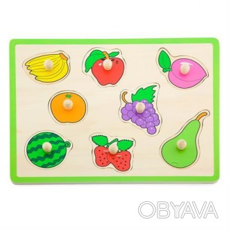 Деревянная рамка-вкладыш Viga Toys Цветные фрукты – это пазл для раннего развити. . фото 1
