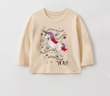Лонгслів для дівчинки з малюнком єдиноріг бежевий Magic Berni Kids. Коломыя. фото 1 Лонгслів для дівчинки з малюнком єдиноріг бежевий Magic Berni Kids. Коломыя. фото 1