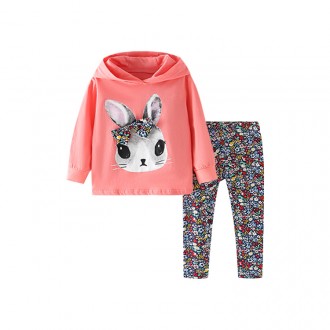 Костюм для дівчинки 2 в 1 з малюнком кролика персиковий Fashionable Berni Kids. Коломыя. фото 1 Костюм для дівчинки 2 в 1 з малюнком кролика персиковий Fashionable Berni Kids. Коломыя. фото 1