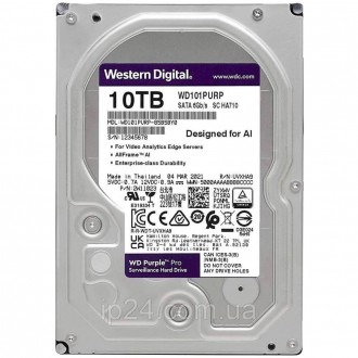 
	Жесткий диск серии WD Purple Pro WD101PURP на 10ТБ для работы в системах видео. . фото 3