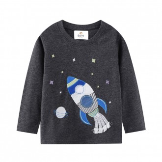 Лонгслів для хлопчика із зображенням космічної ракети сірий Space Berni Kids. Коломыя. фото 1 Лонгслів для хлопчика із зображенням космічної ракети сірий Space Berni Kids. Коломыя. фото 1