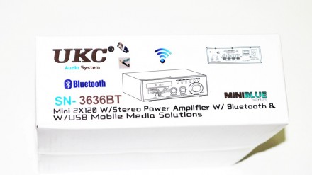 UKС SN-3636BT Стерео усилитель c Bluetooth 
Стерео усилитель UKС SN-3636BT Blue. . фото 3