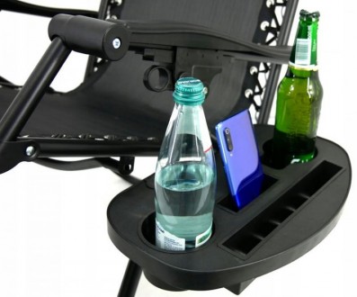 Шезлонг-лежак GardenLine з полкою підстаканником та кишенею для журналів та книг. . фото 7