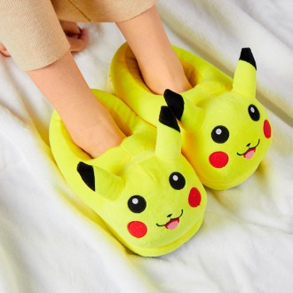 Плюшевые Тапочки Пикачу, Pikachu Pokemon домашние тапочки Детские 20 см (8087). . фото 3
