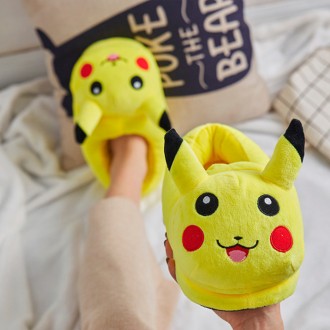 Плюшевые Тапочки Пикачу, Pikachu Pokemon домашние тапочки Детские 20 см (8087). . фото 4