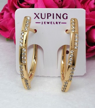 Красивые серьги из медицинского золота Xuping, удобная застежка- английский замо. . фото 5