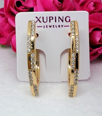 Красивые серьги из медицинского золота Xuping, удобная застежка- английский замо. . фото 4