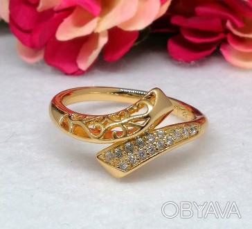 Стильное позолоченное женское кольцо. Медицинское золото
Бренд: Xuping
Основа : . . фото 1