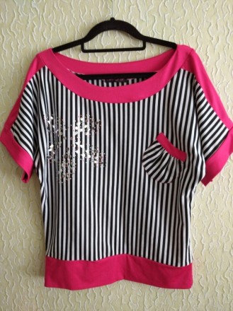 Летняя кофточка,блузка,футболка.
Цвет- белый,черный,красно-розовый.
Ширина пер. . фото 2