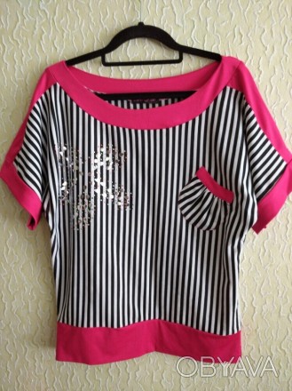 Летняя кофточка,блузка,футболка.
Цвет- белый,черный,красно-розовый.
Ширина пер. . фото 1