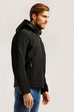 Короткая мужская куртка Finn Flare демисезонная с капюшоном черная. На ткань с и. . фото 4